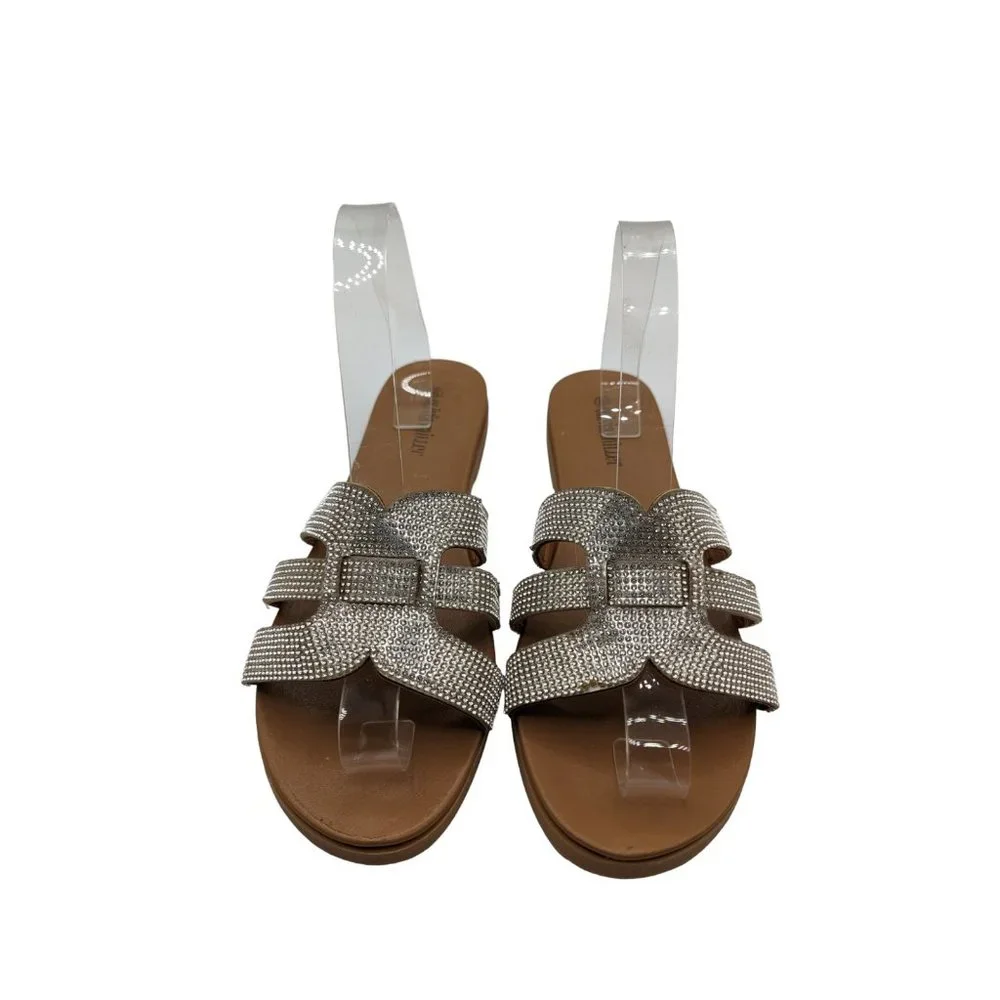 Olivia Miller Womens 9 Saltspring Rhinestone Flat Sandals - Picture 3 of 9